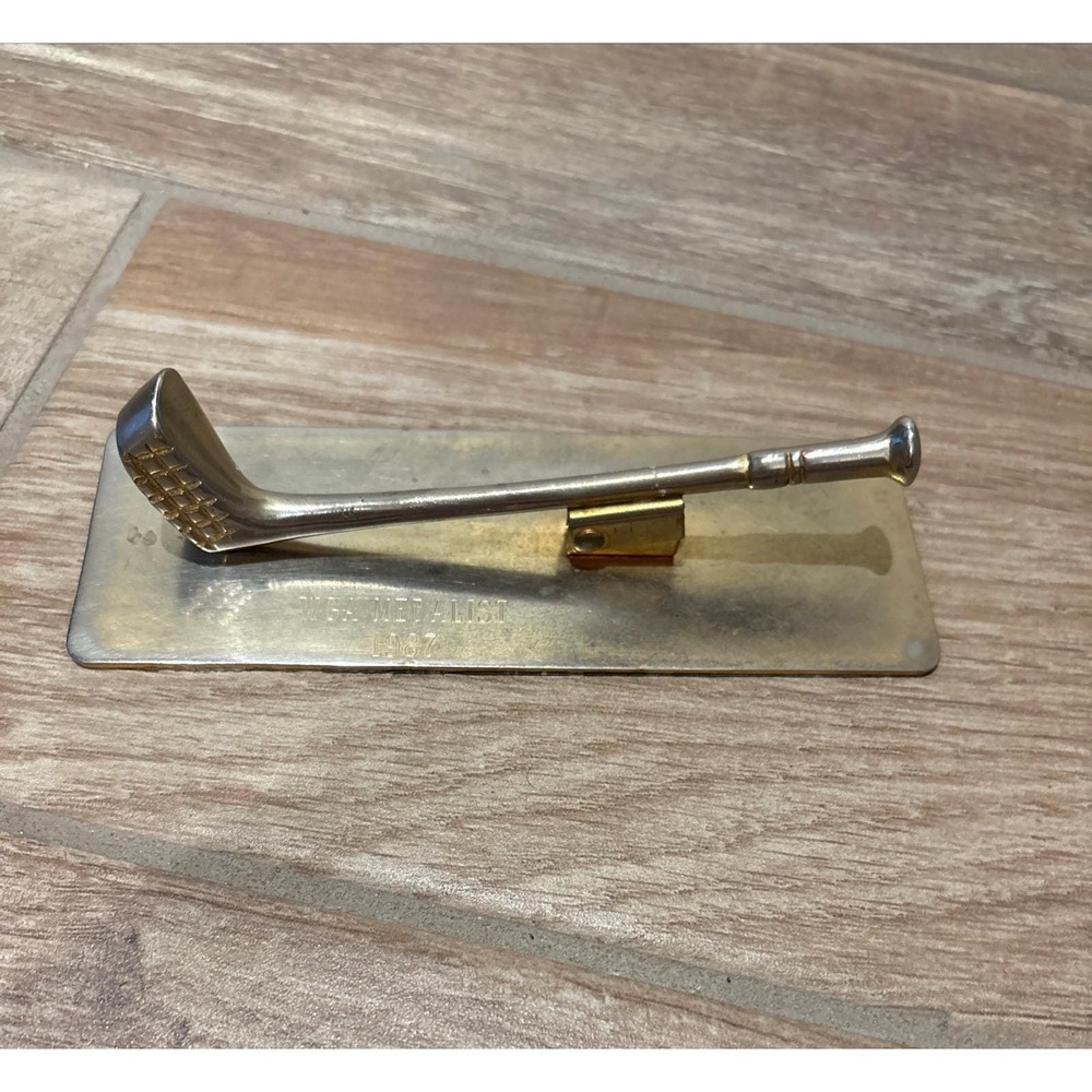 Vintage Brass‎ Golf Club Paperweight Paper Clip